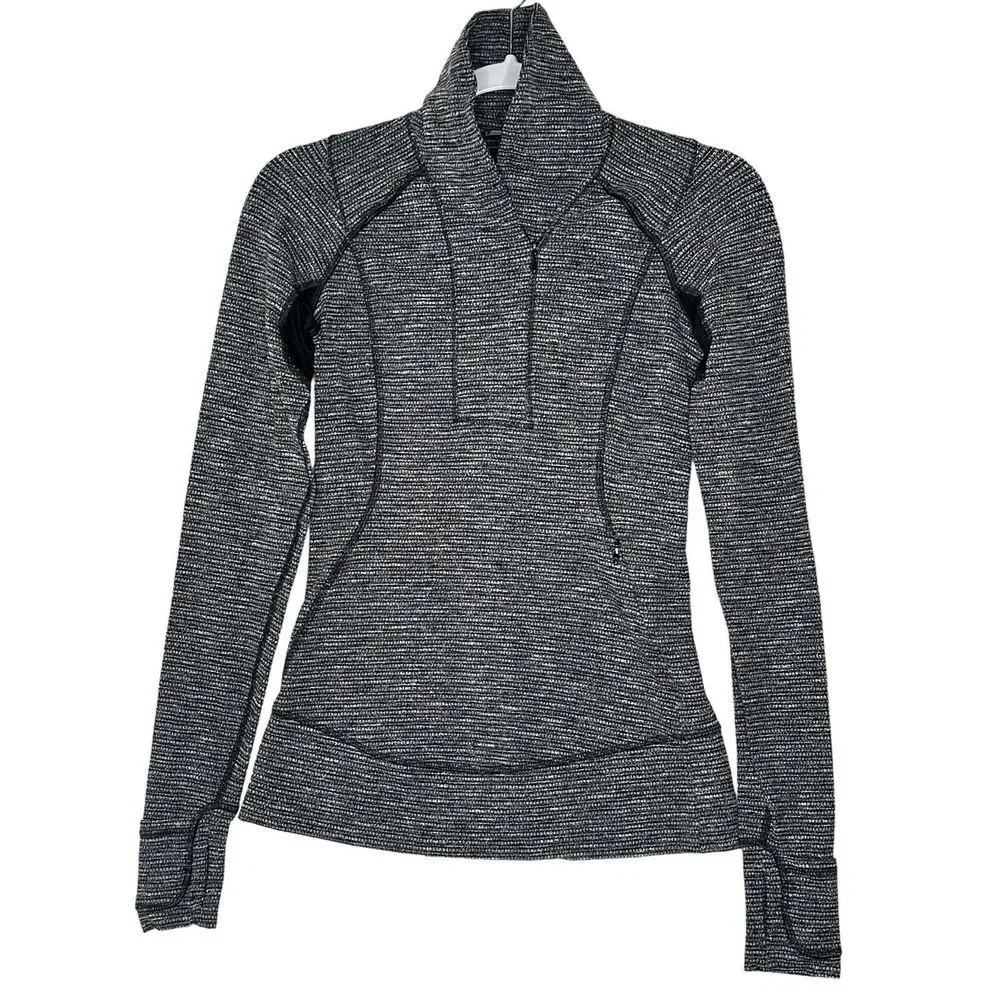 Lululemon Jacket Women's 1/2 Zip Size 4 Black/gray Stretch Athletic Pullover‎